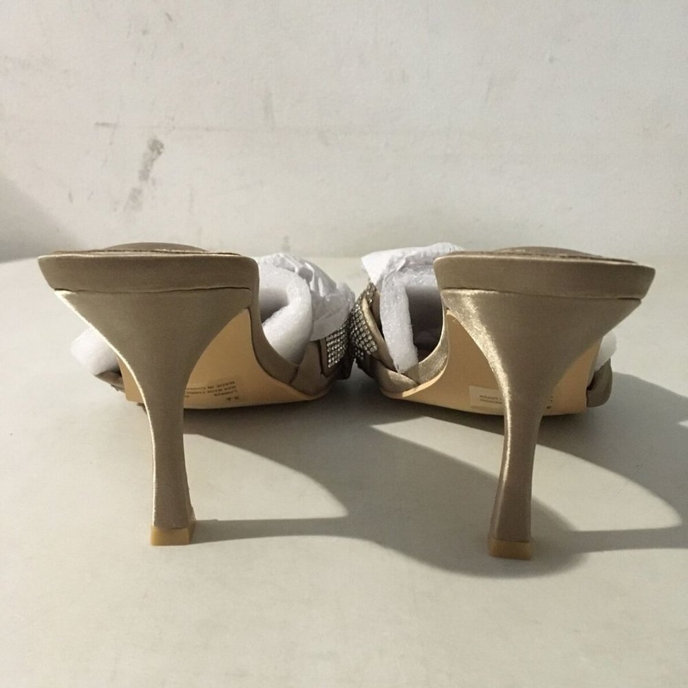 NWT CAPE ROBBIN REWIND SATIN NUDE RHINESTONE HEELS 5.5 - Picture 13 of 16